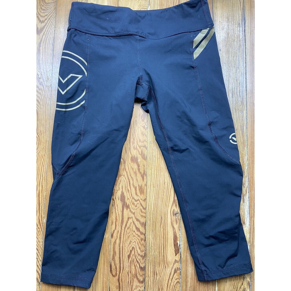 Virus Action Sport Performance Women's Yoga Pants Size Small Black‎ Gold  EUC